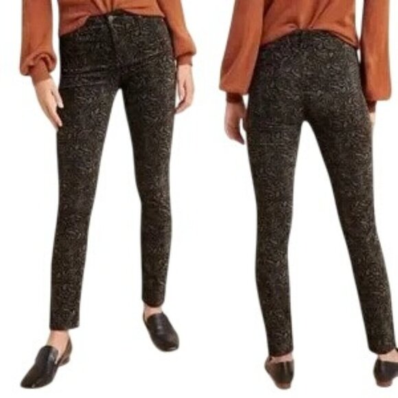 Ag Adriano Goldschmied Pants - Adriano Goldschmied Stevie Paisley Velvet High Waist Skinny Jeans